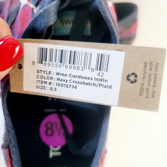 Toms Red and Blue Plaid Sneakers - Picture 6 of 8